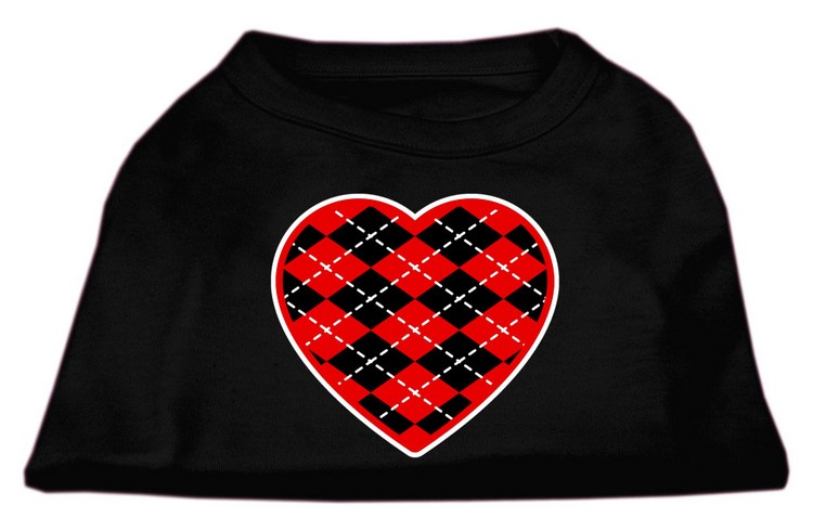 Argyle Heart Red Screen Print Shirt Black XS